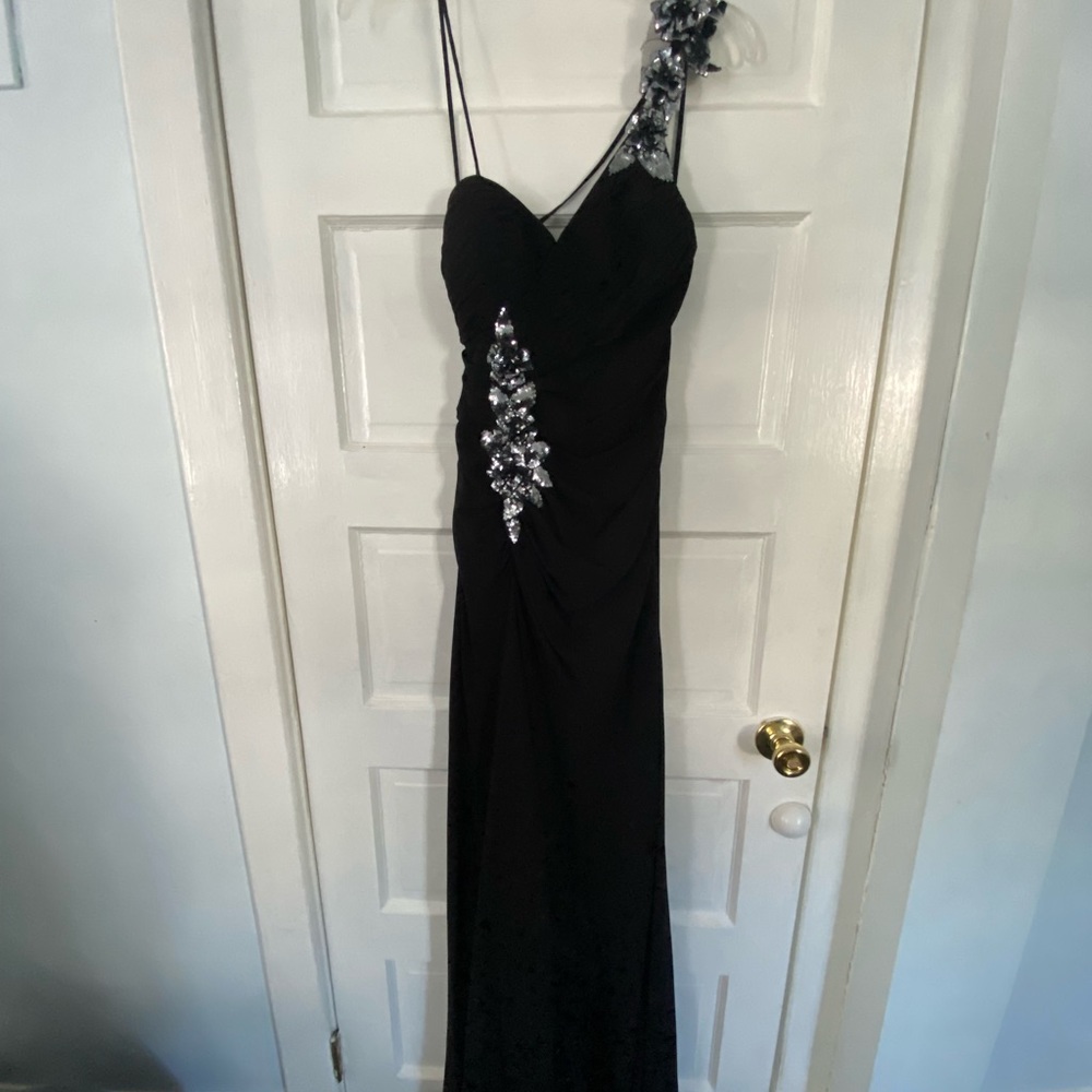 Faviana Long Black Prom Dress with Sequins